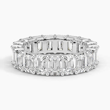 Emerald Lab Diamond Full Eternity Band in 18k White Gold