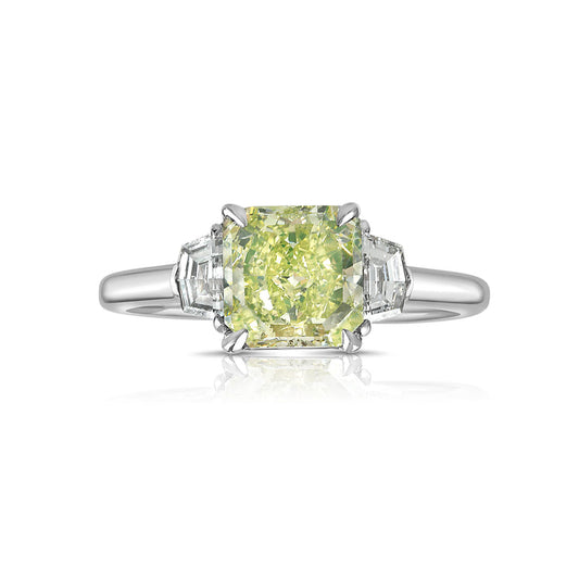 1.67ct Fancy Intense Yellow Green Diamond Ring