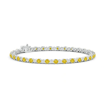 Round Yellow Sapphire Tennis Natural Diamond Bracelet