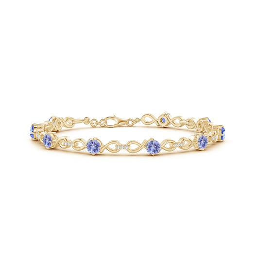 Round Tanzanite Infinity Natural Diamond Bracelet