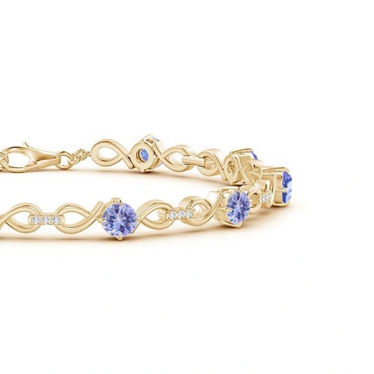 Round Tanzanite Infinity Natural Diamond Bracelet