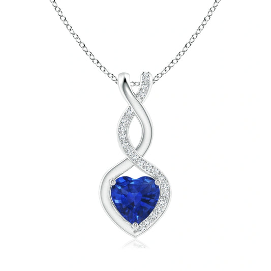 Heart Blue Sapphire Infinity Natural Diamonds Neckalce