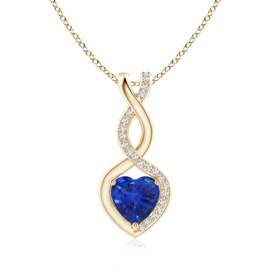 Heart Blue Sapphire Infinity Natural Diamonds Neckalce