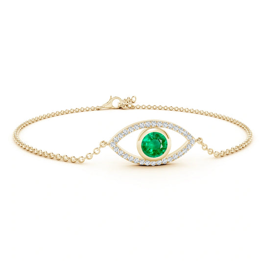 Emerald Bezel Set Natural Diamond Bracelet