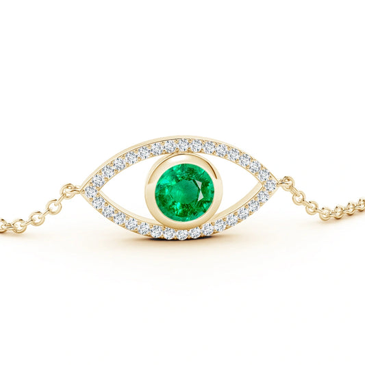 Emerald Bezel Set Natural Diamond Bracelet