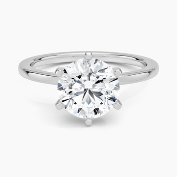 Six-Prong Petite Comfort Fit 1.5mm Solitaire Ring in 18K White Gold