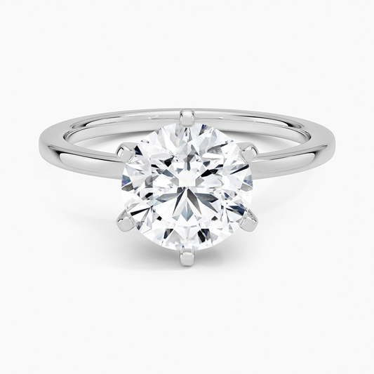Six-Prong Petite Comfort Fit 1.5mm Solitaire Ring in 18K White Gold