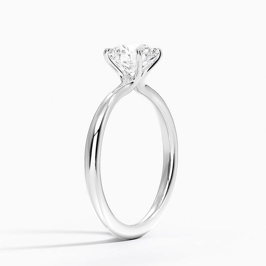 1 Carat Round Lab Diamond - Classic Solitaire Engagement Ring in 18k White Gold