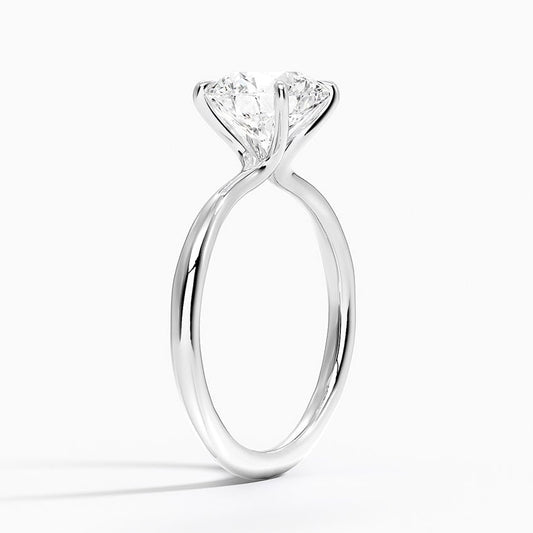 2 Carat Oval Lab Diamond - Classic Solitaire Engagement Ring in 18k White Gold
