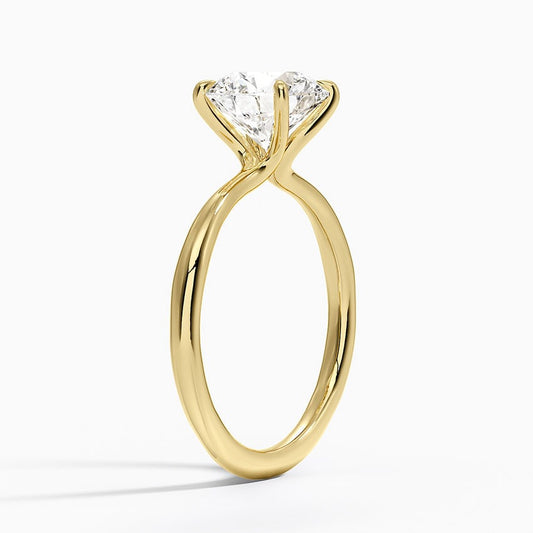 2 Carat Oval Lab Diamond - Classic Solitaire Engagement Ring in 18k Yellow Gold
