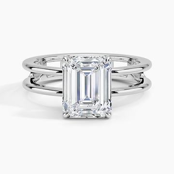 Aimee Open Double Band Solitaire Ring in 18K White Gold