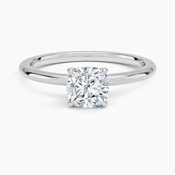 Cushion Lab Diamond - Solitaire Engagement Ring in 18k White Gold