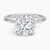 Cushion Lab Diamond - Solitaire Engagement Ring in 18k White Gold