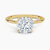 Cushion Lab Diamond - Solitaire Engagement Ring in 18k Yellow Gold