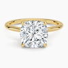 Cushion Lab Diamond - Solitaire Engagement Ring in 18k Yellow Gold