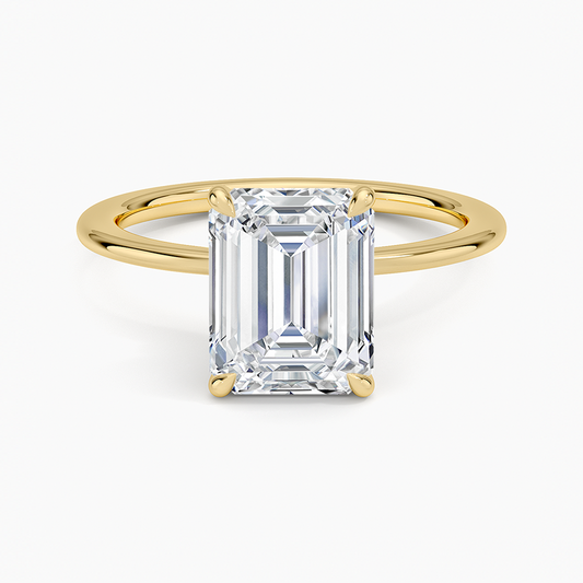 Petite Secret Halo Diamond Ring in 18K Yellow Gold