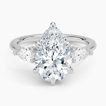 5 Carat Pear - Lab Diamond - Pear Trilogy - Engagement Ring in 18k White Gold