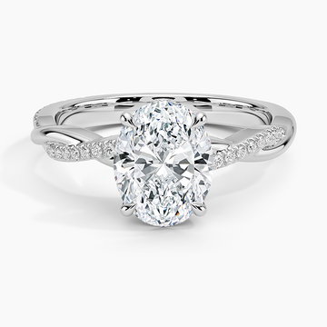 Oval Lab Diamond - Twisted Love - Solitaire Engagement Ring in White Gold 18k
