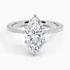 Marquise Lab Diamond - Pave Setting - Solitaire Engagement Ring in 18k White Gold