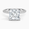 Princess Lab Diamond - Pave Setting - Solitaire Engagement Ring in 18k White Gold