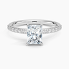 Radiant Lab Diamond - Pave Setting - Solitaire Engagement Ring in 18k White Gold