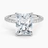 Radiant Lab Diamond - Pave Setting - Solitaire Engagement Ring in 18k White Gold