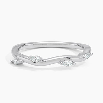 Winding Willow Diamond Ring in 18K White Gold