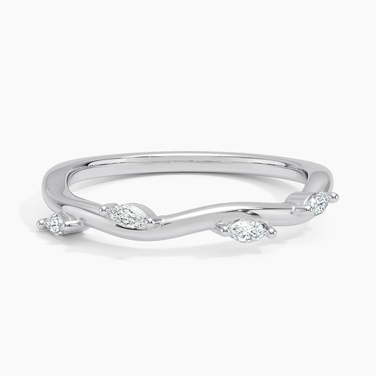 Winding Willow Diamond Ring in 18K White Gold