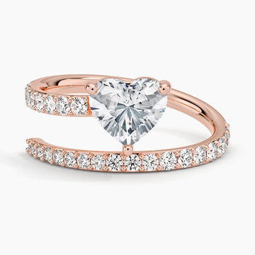 Heart Shaped Lab Diamond Wrap Ring 1.5 ct  in 18K Rose Gold