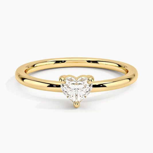 Heart Shaped Lab Diamond Ring in 18K Yellow Gold