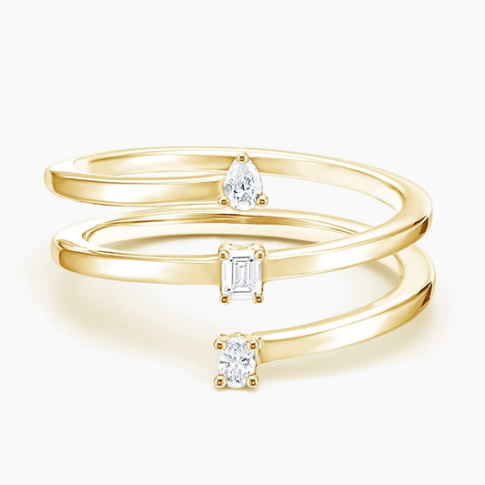Pascal Three Stone Lab Diamond Wrap Ring in 18K Yellow/White Gold