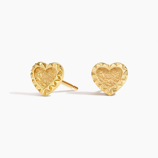 Heart Shaped Stud Earrings in 18K Yellow Gold