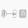 Emerald Cut Lab Grown Diamond Halo Stud Earrings