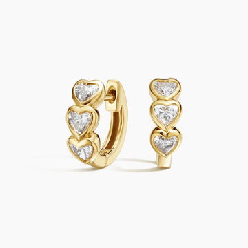 Bezel Heart Shaped Lab Diamond Huggie Hoop Earrings 0.625 ct.  in 18K Yellow Gold