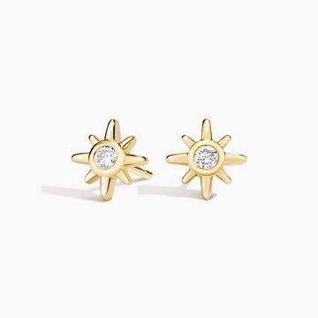 Sol Starburst Diamond Stud Earrings 0.1 ct  in 18K Yellow Gold