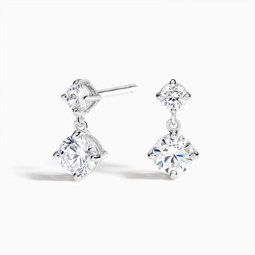Circa Lab Diamond Drop Earrings  1 ct  in 18K White Gold