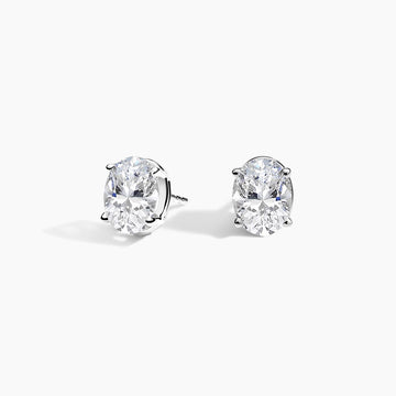 Oval Cut Lab Grown Diamond Stud Earrings White Gold 18k