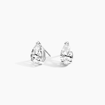 Pear Cut Lab Grown Diamond Stud Earrings White Gold 18k
