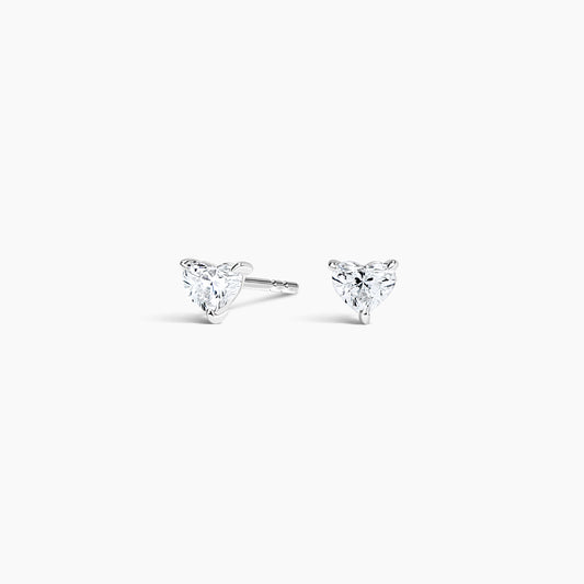 Heart Cut Lab Grown Diamond Stud Earrings White Gold 18k