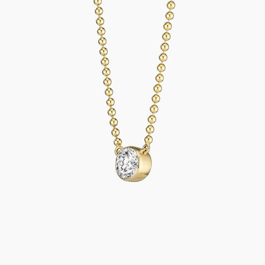 Lab Diamond Bezel Bead Chain Necklace 0.75 ct in 18K Yellow Gold