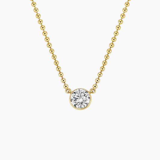 Lab Diamond Bezel Bead Chain Necklace 0.75 ct in 18K Yellow Gold