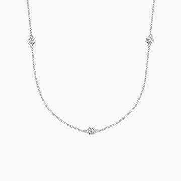 Bezel Strand 18 in. Diamond Necklace 0.17 ct in 18K White Gold
