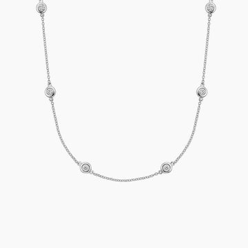 Bezel Strand 18 in. Diamond Necklace 0.17 ct  in 18K White Gold
