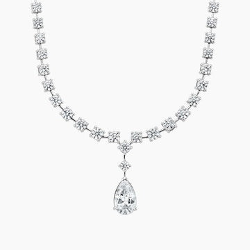Lucinda Round and Pear Diamond Pendant Necklace 12.25 ct in 18K White Gold