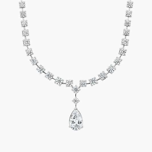 Lucinda Round and Pear Diamond Pendant Necklace 12.25 ct in 18K White Gold