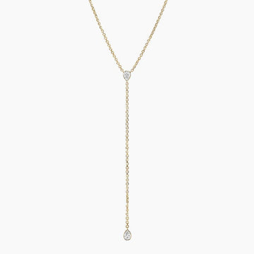 Lab Diamond Bezel Lariat Necklace 0.375 ct in 18K Yellow Gold