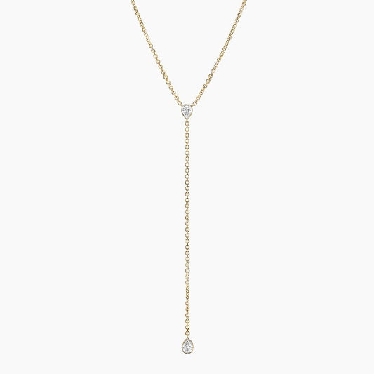 Lab Diamond Bezel Lariat Necklace 0.375 ct in 18K Yellow Gold