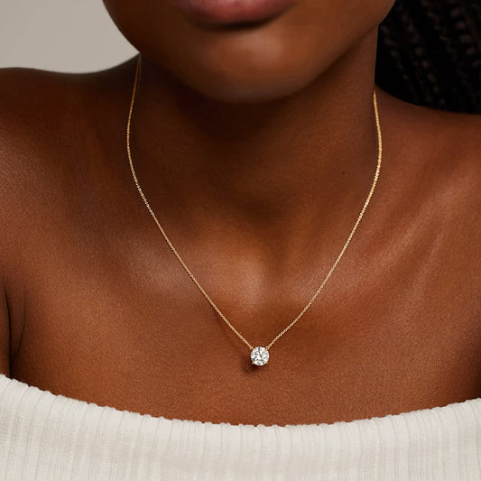 Perfect Solitaire Diamond Pendant 0.50 ct  in 18K Yellow/White Gold