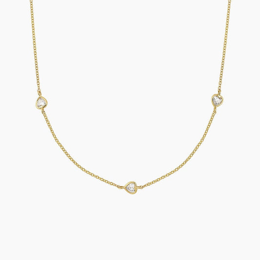 Bezel Heart Shaped Lab Diamond Station Necklace (1/2 ct. tw.) in 18K Yellow Gold