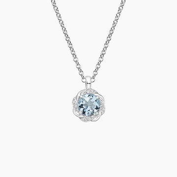 Oceana Aquamarine and Diamond Pendant in 18K White Gold